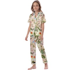 Textile Fabric Tropical Kids  Satin Short Sleeve Pajamas Set by Paksenen