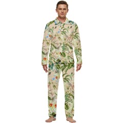 Textile Fabric Tropical Men s Long Sleeve Velvet Pocket Pajamas Set by Paksenen