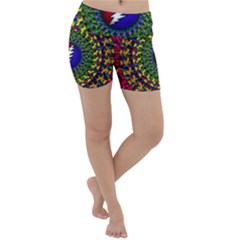 Grateful Dead Bear Pattern Lightweight Velour Yoga Shorts by Maspions