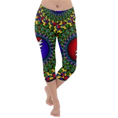 Grateful Dead Bear Pattern Lightweight Velour Capri Yoga Leggings by Maspions