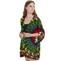 Grateful Dead Bear Pattern Open Front 3/4 Sleeve Batwing Chiffon Cardigan Kimono View2