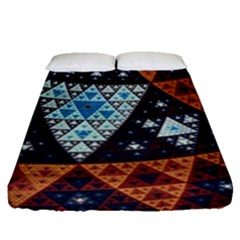 Fractal Triangle Geometric Abstract Pattern Fitted Sheet (queen Size) by Cemarart