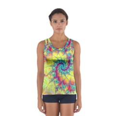 Fractal Spiral Abstract Background Vortex Yellow Sport Tank Top  by Ket1n9