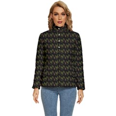 Fern Pattern 2 Black Women s Puffer Bubble Jacket Coat by snowwhitegirl