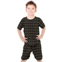 Fern Pattern 2 Black Kids  T-Shirt and Shorts Set View1