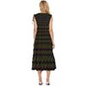 Fern Pattern 2 Black V-Neck Drawstring Shoulder Sleeveless Maxi Dress View4