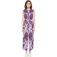 Butterflies Butterfly Insect Animal Nature Women s Frill Top Chiffon Jumpsuit by Maspions