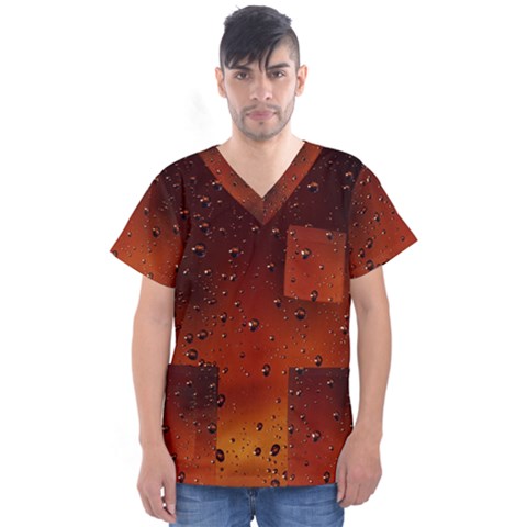 Water Drops, Lui, Amazing Men s V-neck Scrub Top by kyorashop23