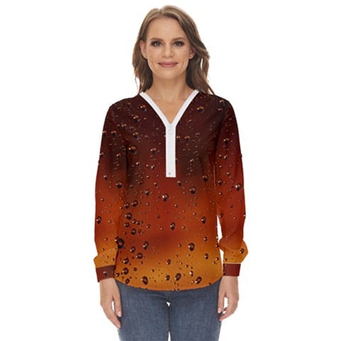 Water Drops, Lui, Amazing Zip Up Long Sleeve Blouse by kyorashop23