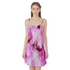 Pink Abstract Lineart Satin Night Slip by Maspions