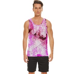 Pink Abstract Lineart Men s Wide Collar Tank Top by Maspions