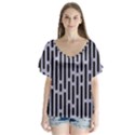 Texture, Stripes, Pattern V-Neck Flutter Sleeve Top View1