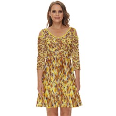 Whimsy Chickens Pattern (ai) Shoulder Cut Out Zip Up Dress by dflcprintsclothing