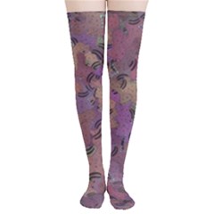 Monster Snake Hand Drawn Illustration Motif Random Pattern Thigh High Stockings by dflcprintsclothing