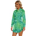 Retro Flower Pattern Design Batik Womens Long Sleeve Shirt Dress View2