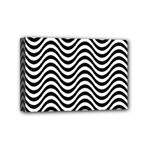 Black White Wave Pattern Wavy Water Seamless Mini Canvas 6  X 4  (stretched) by Posterlux