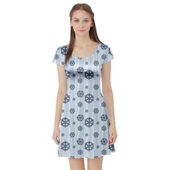 Snowflakes Winter Christmas Short Sleeve Skater Dress by anzea