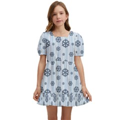 Snowflakes Winter Christmas Kids  Short Sleeve Dolly Dress by anzea