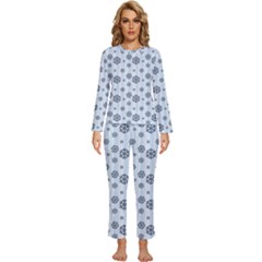 Snowflakes Winter Christmas Womens  Long Sleeve Lightweight Pajamas Set by anzea