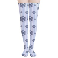 Snowflakes Winter Christmas Thigh High Stockings by anzea