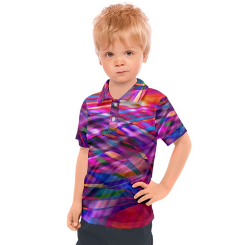 Wave Lines Pattern Abstract Kids  Polo T-shirt by anzea