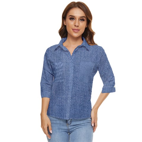 Blue Denim Women s Quarter Sleeve Pocket Shirt by kyorashop23