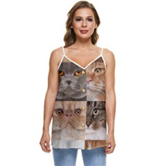 Breeds Of Cats Collage Casual Spaghetti Strap Chiffon Top by kyorashop23