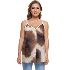Giraffe Skin Texture Casual Spaghetti Strap Chiffon Top by kyorashop23