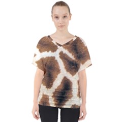Giraffe Skin Texture V-neck Dolman Drape Top by kyorashop23