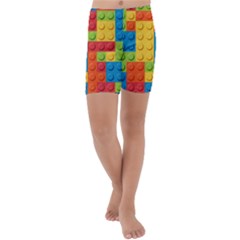Lego Bricks, Colorful Dots Background Kids  Lightweight Velour Capri Yoga Leggings by kyorashop23
