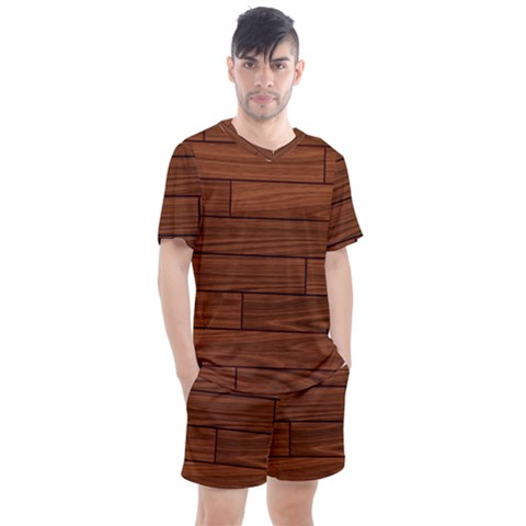 Seamless Wooden Planks Brown Wooden Background Men s Mesh T-shirt And Shorts Set by kyorashop23