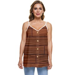 Seamless Wooden Planks Brown Wooden Background Casual Spaghetti Strap Chiffon Top by kyorashop23