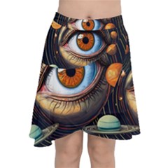 Eye Of The Universe (ai) Chiffon Wrap Front Skirt by dflcprintsclothing