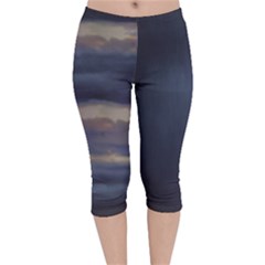Twilight Serenade Print Velvet Capri Leggings  by dflcprintsclothing