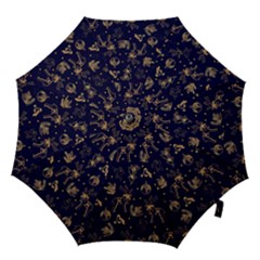 Christmas Pattern Gold December  Happy Holidays Merry Christmas Winter Family Festive Gold New Year Hook Handle Umbrellas (medium) by Maspions