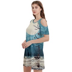 Christmas Frame Border Women s Cold Shoulder Round Neck Mini Dress by Apen