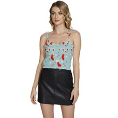 Christmas Pattern Flowy Camisole Tie Up Top by Apen