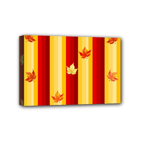 Autumn Fall Leaves Vertical Mini Canvas 6  X 4  (stretched) by anzea