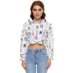 Pattern Seamless Texture Sewing Women s Lightweight Cropped Hoodie by Salmanaz77