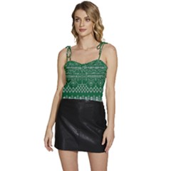 Christmas Knit Digital Flowy Camisole Tie Up Top by Mariart