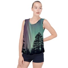 Silhouette Of Aurora Borealis Bubble Hem Chiffon Tank Top by Bedest