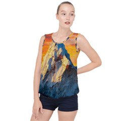 Himalaya Nature Mountain Bubble Hem Chiffon Tank Top by Bedest