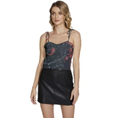 Astrology Surreal Surrealism Trippy Visual Art Flowy Camisole Tie Up Top by Bedest