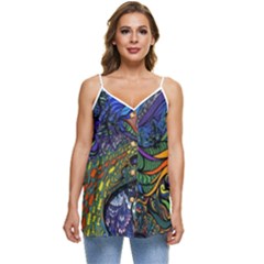 Psychedelic Digital Art Artwork Landscape Colorful Casual Spaghetti Strap Chiffon Top by Bedest