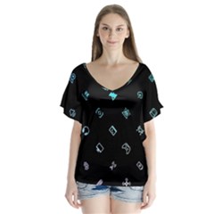 Noice, Dark, Gamer, Games, Gaming, Logo V-neck Flutter Sleeve Top by kyorashop23