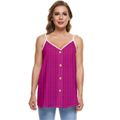 Purple Lego Texture Macro, Purple Dots Background Casual Spaghetti Strap Chiffon Top by kyorashop23