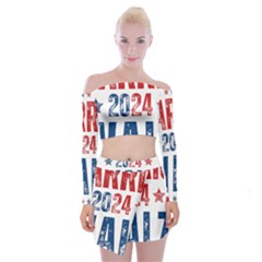 Kamala Harris 2024 Walz Off Shoulder Top With Mini Skirt Set by Safari