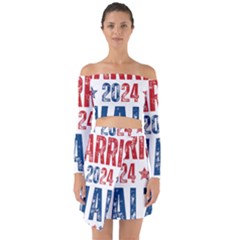 Kamala Harris 2024 Walz Off Shoulder Top With Skirt Set by Safari