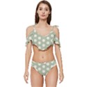 Polk Dots Seamless Pattern Ruffle Edge Tie Up Bikini Set	 View1