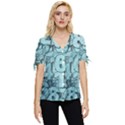 Blue Digits Background, Artwork, Numbers Bow Sleeve Button Up Top View1